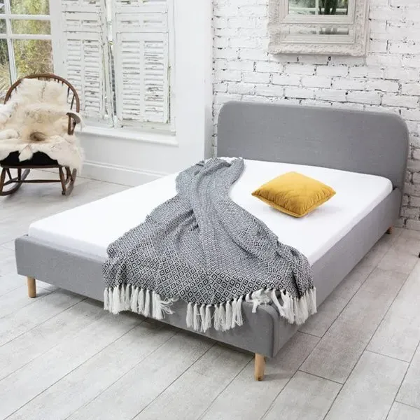 Upholstered Bed Frame - Grey, Cotton image