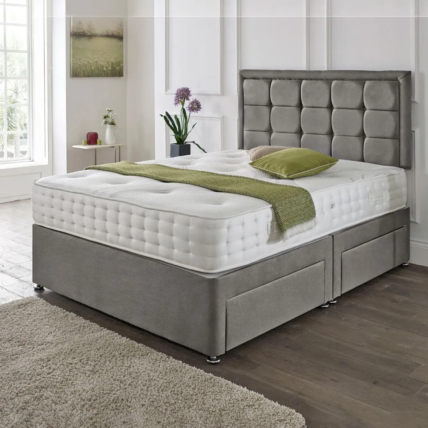 Upholstered Divan Set with Headboard & Storage image