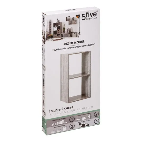 2-Shelf Cube Organiser with Modular Design - Grey