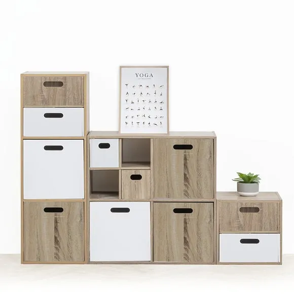 2-Shelf Cube Organiser with Modular Design - Natural