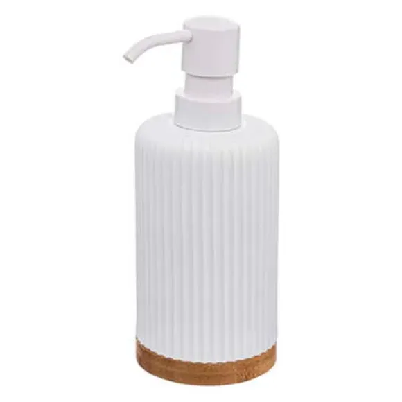 3-Piece Bathroom Accessories Set - White, Bamboo