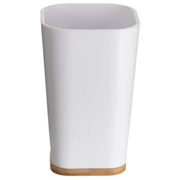 3-Piece Bathroom Accessories Set - White, Bamboo