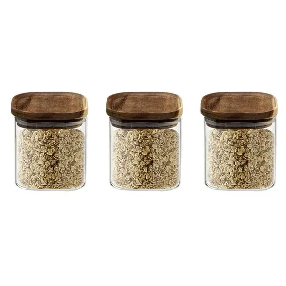 3-Piece Storage Jar Set - Clear, Glass image