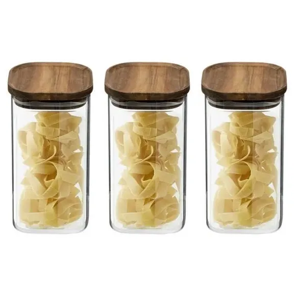 3-Piece Storage Jar Set - Clear, Glass