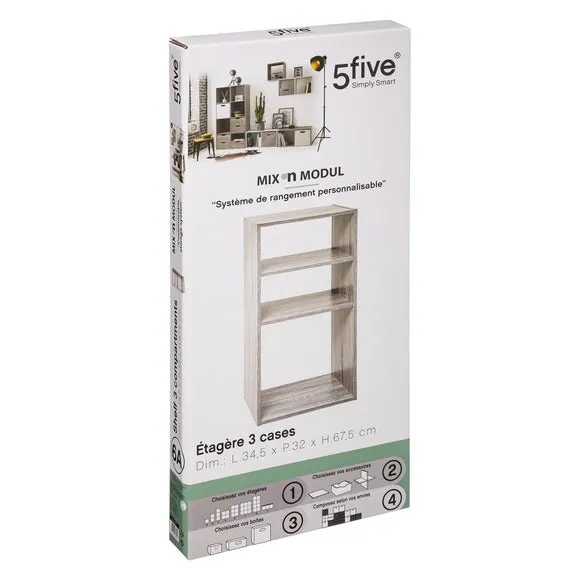 3-Shelf Cube Organiser Unit - Grey