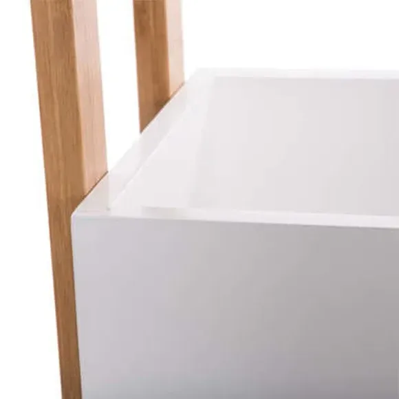3-Tier Storage Trolley with Wheels - White, Bamboo