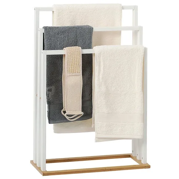3-Tier Towel Rack - White, Bamboo