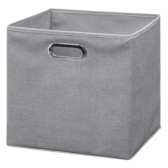 Set of 2 Cube Storage Boxes - Light Grey, Linen