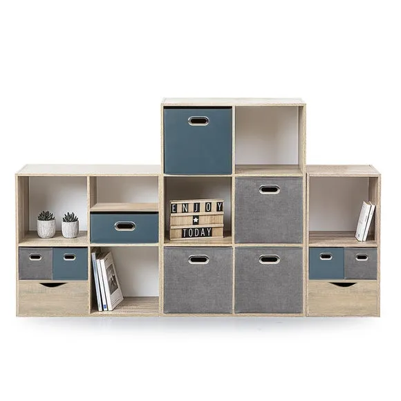 Set of 2 Cube Storage Boxes - Light Grey, Linen