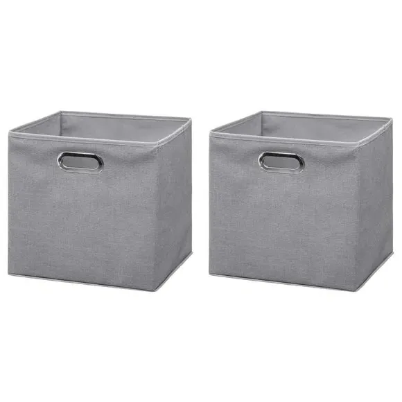 Set of 2 Cube Storage Boxes - Light Grey, Linen