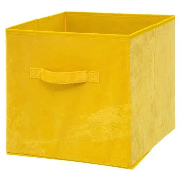 Set of 2 Cube Storage Boxes - Yellow, Velvet