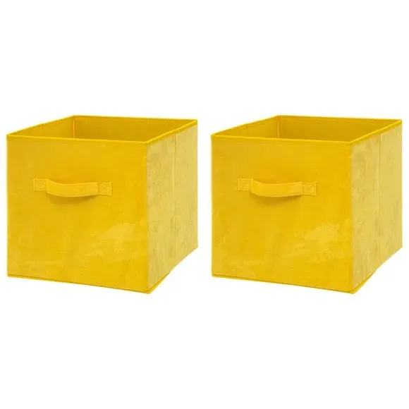 Set of 2 Cube Storage Boxes - Yellow, Velvet image