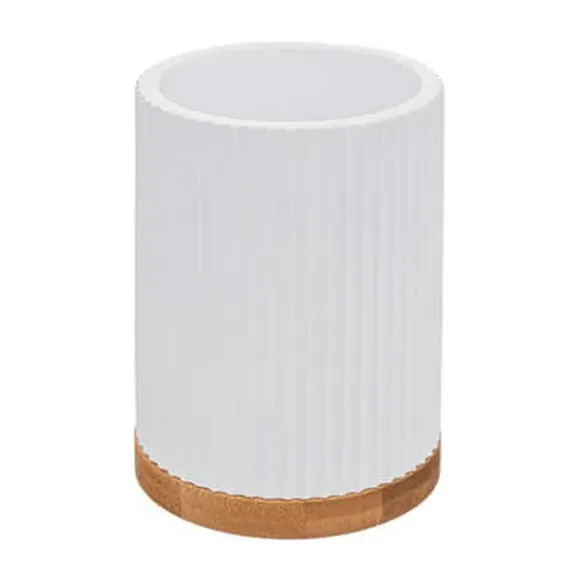 Toilet Brush with Holder - White, Bamboo