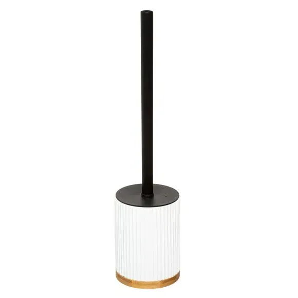 Toilet Brush with Holder - White, Bamboo image