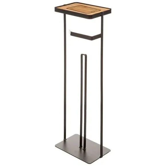 Toilet Roll Holder with Shelf - Black image