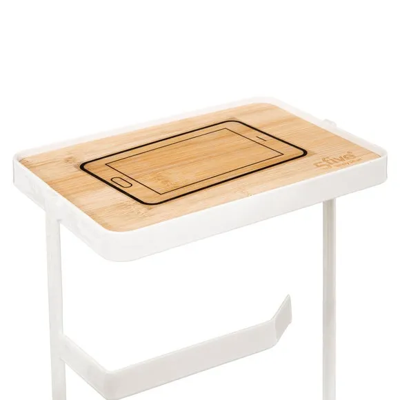 Toilet Roll Holder with Shelf - White