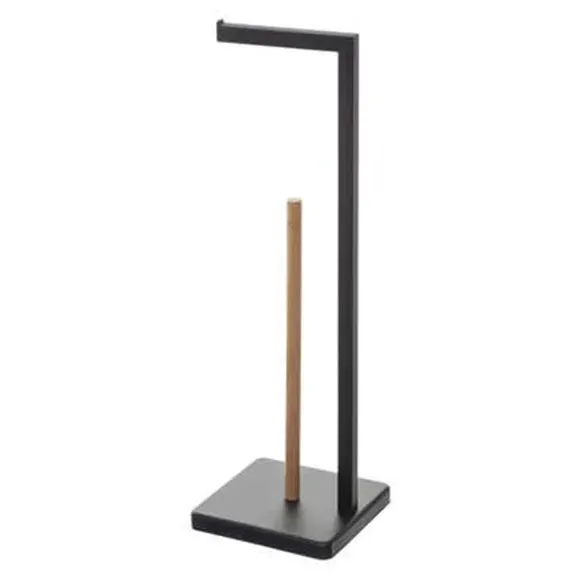 Upright Toilet Roll Holder - Black, Bamboo image