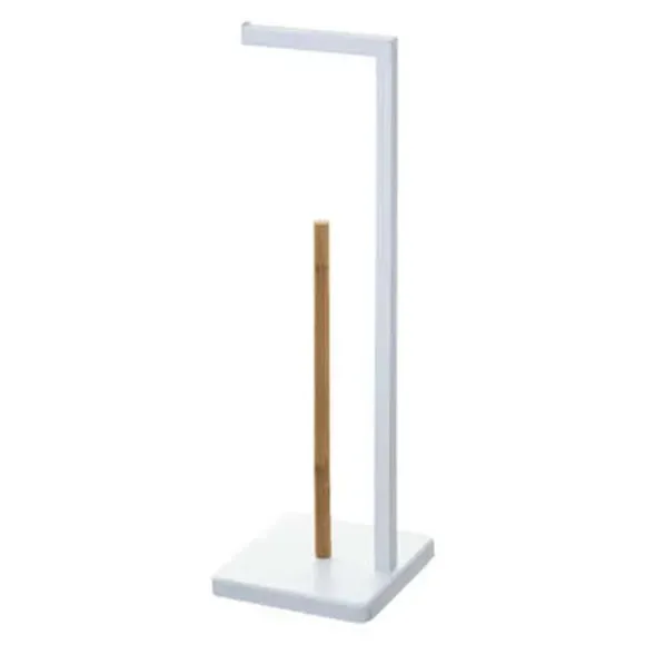 Upright Toilet Roll Holder - White, Bamboo