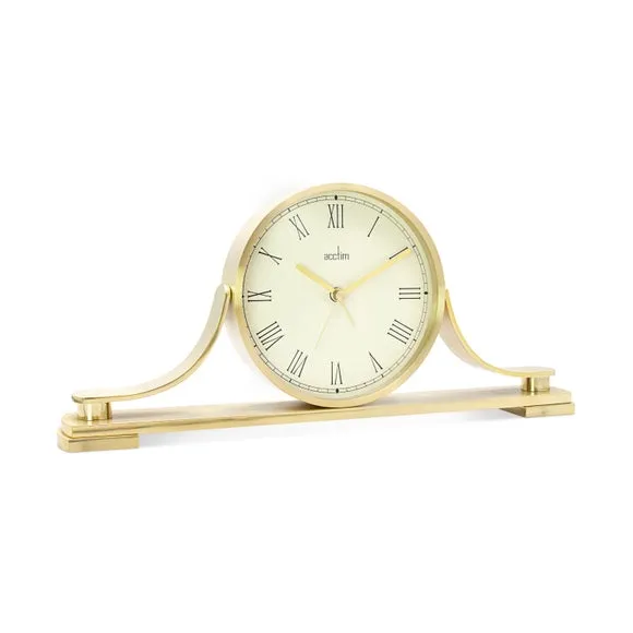 Analog Table Clock with Alarm - Brass