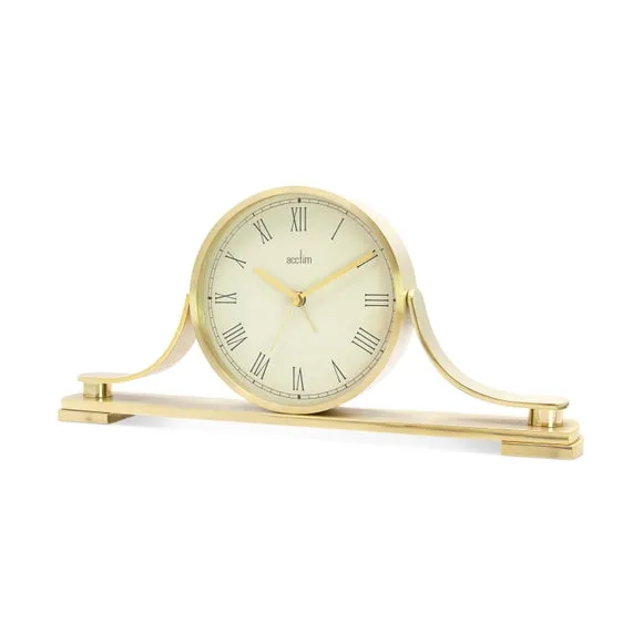 Analog Table Clock with Alarm - Brass