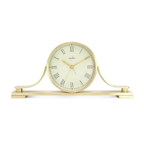 Analog Table Clock with Alarm - Brass image