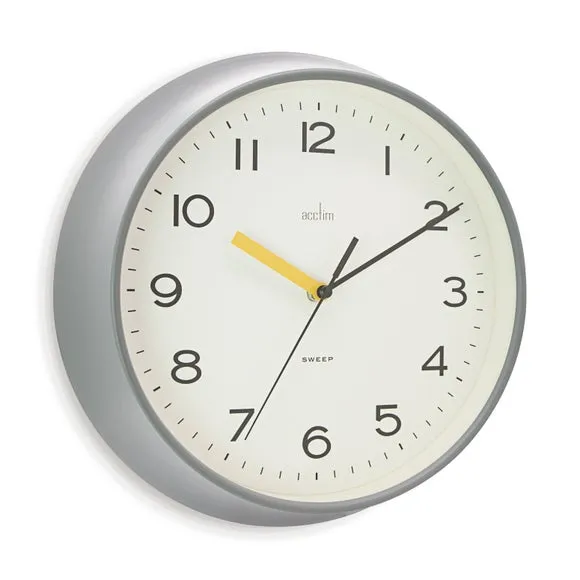 Analog Wall Clock Retro Design - Grey, Plastic
