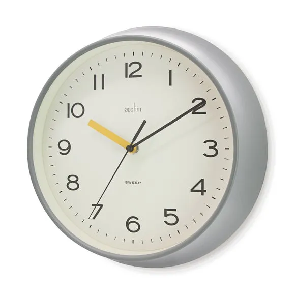 Analog Wall Clock Retro Design - Grey, Plastic