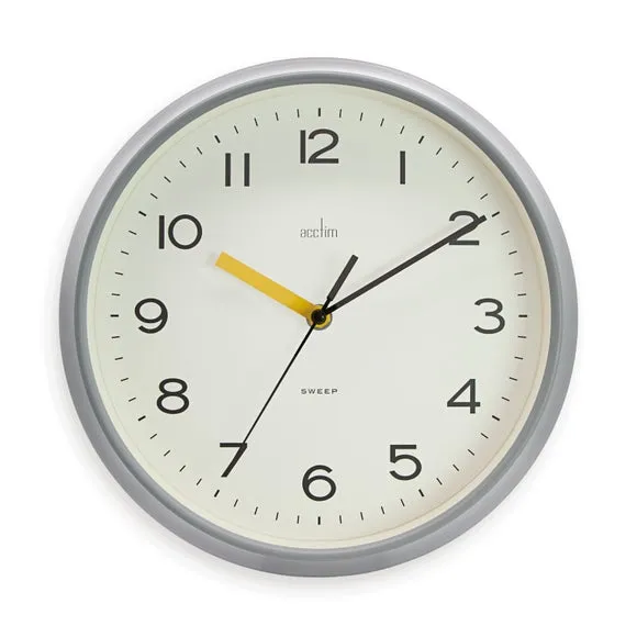 Analog Wall Clock Retro Design - Grey, Plastic image