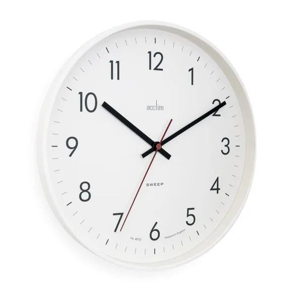 Analog Wall Clock with Glass Lens - White