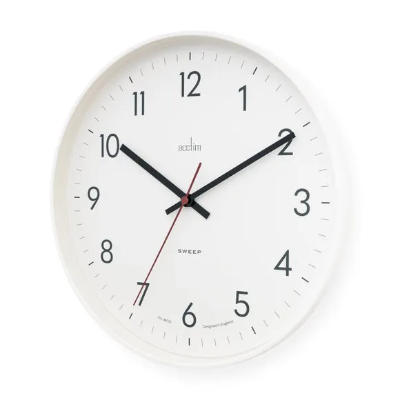 Analog Wall Clock with Glass Lens - White