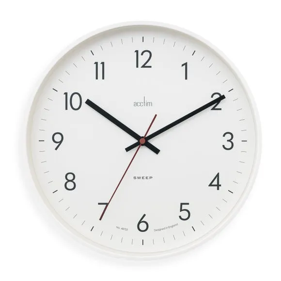 Analog Wall Clock with Glass Lens - White