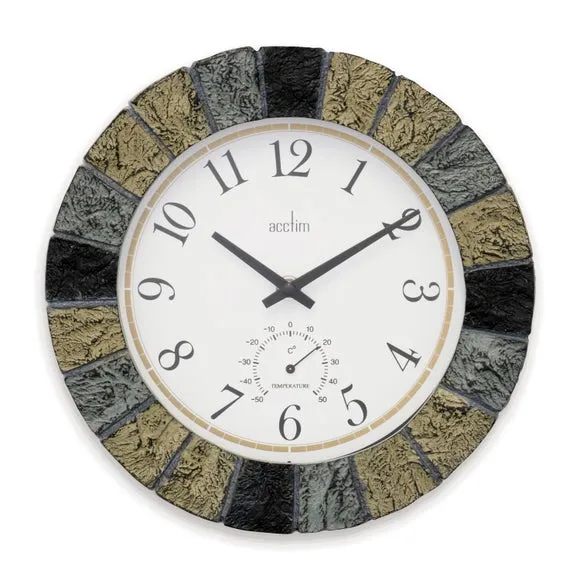 Analog Wall Clock with Thermometer - Green image