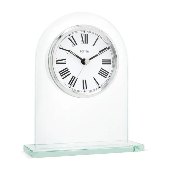 Arch Mantel Clock with Roman Numerals - Silver