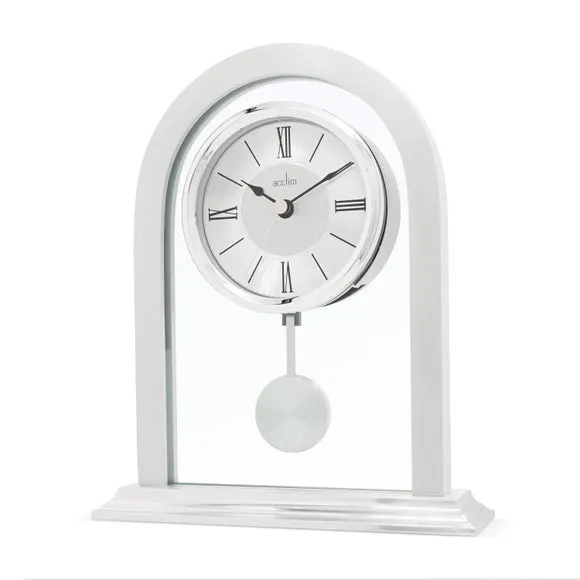 Arched Pendulum Mantel Clock - Silver, Metal