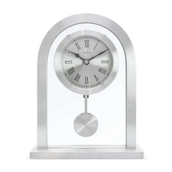 Arched Pendulum Mantel Clock - Silver, Metal image