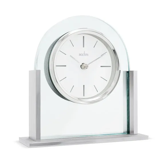 Arched Table Clock - Silver, Glass