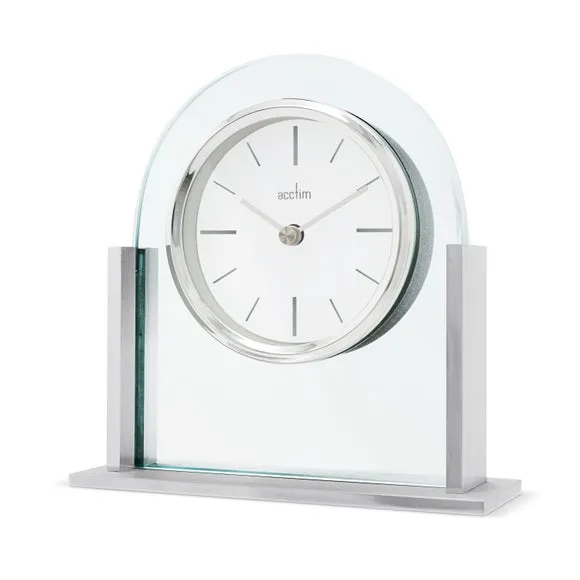 Arched Table Clock - Silver, Glass