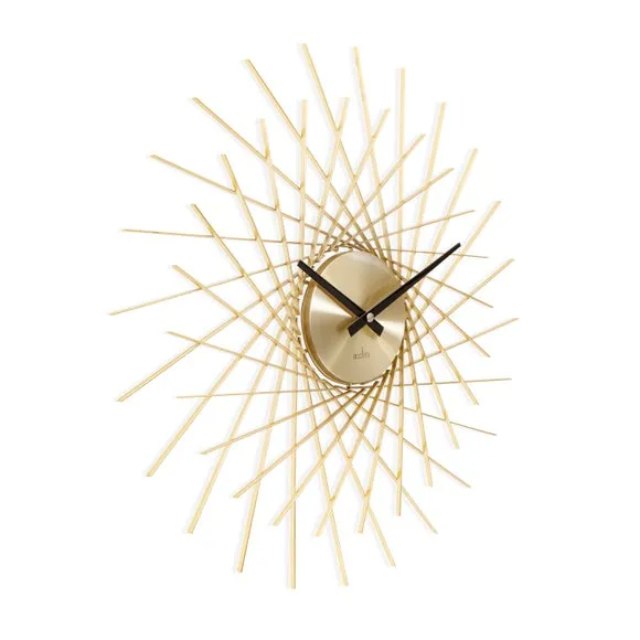 Large Wall Clock Skeleton Design - Gold, Metal