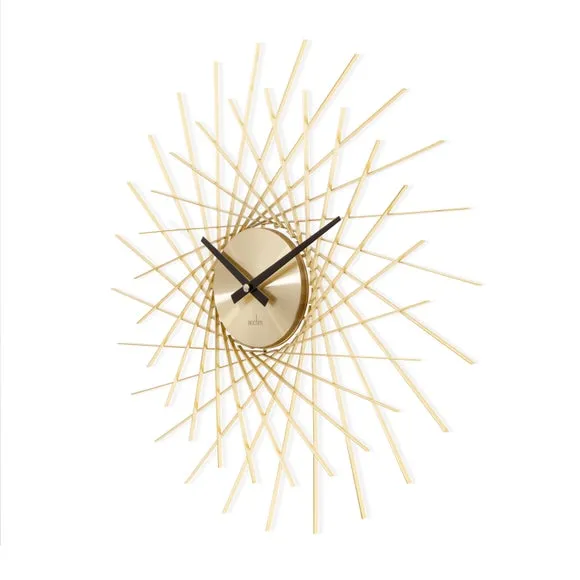 Large Wall Clock Skeleton Design - Gold, Metal