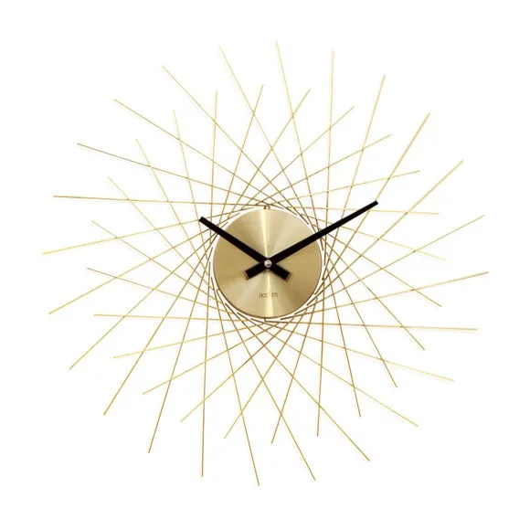 Large Wall Clock Skeleton Design - Gold, Metal image
