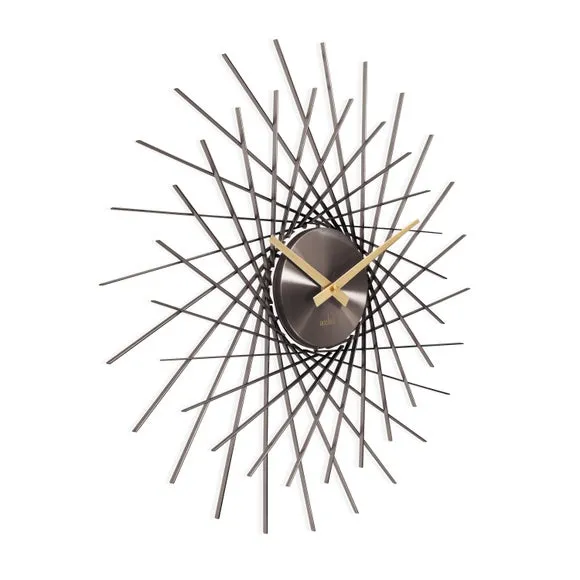 Large Wall Clock Skeleton Design - Gun Metal