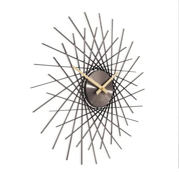 Large Wall Clock Skeleton Design - Gun Metal