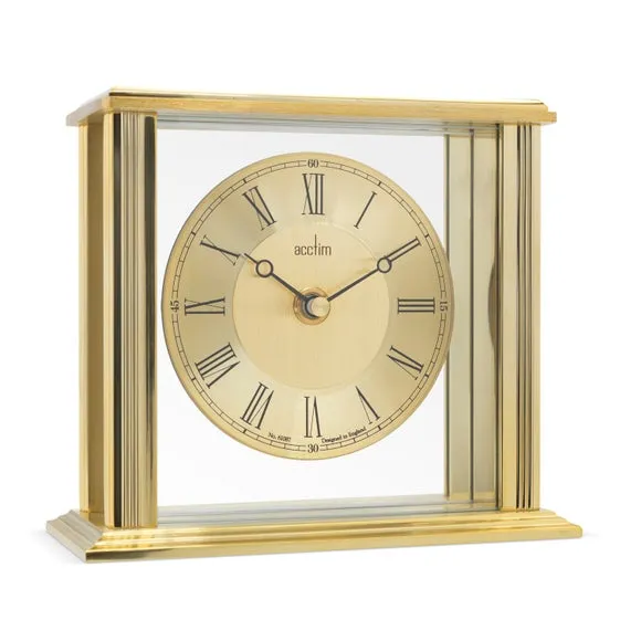 Mantel Alarm Clock with Roman Numerals - Brass image