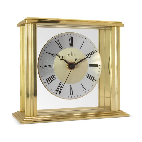 Mantel Clock with Roman Numerals - Brass
