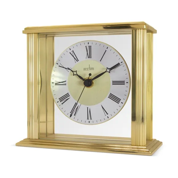 Mantel Clock with Roman Numerals - Brass