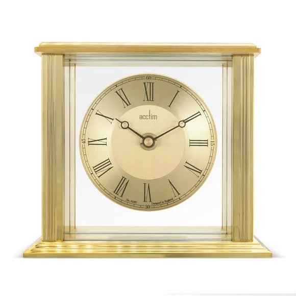 Mantel Clock with Roman Numerals - Brass