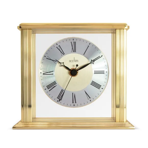 Mantel Clock with Roman Numerals - Brass image