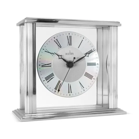 Mantel Clock with Roman Numerals - Silver