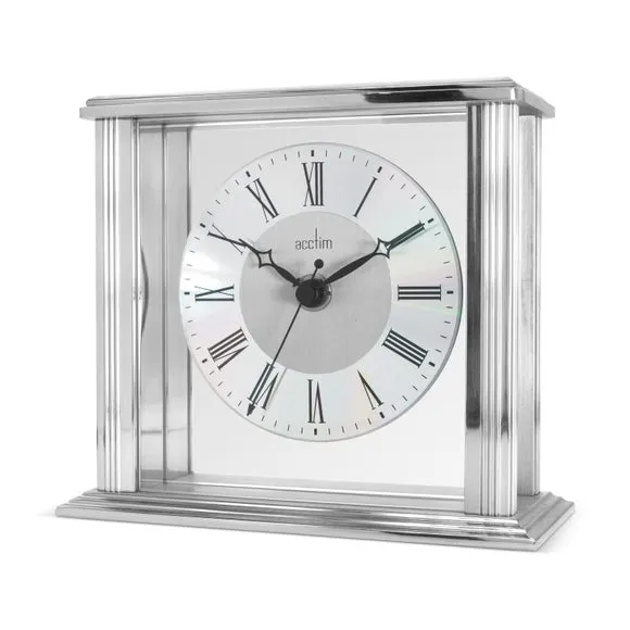 Mantel Clock with Roman Numerals - Silver