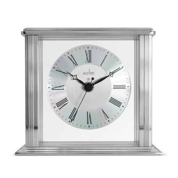 Mantel Clock with Roman Numerals - Silver